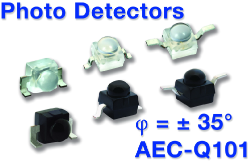 Vishay发布12款半灵敏度角为±35°的新型高速表面贴装光探测器